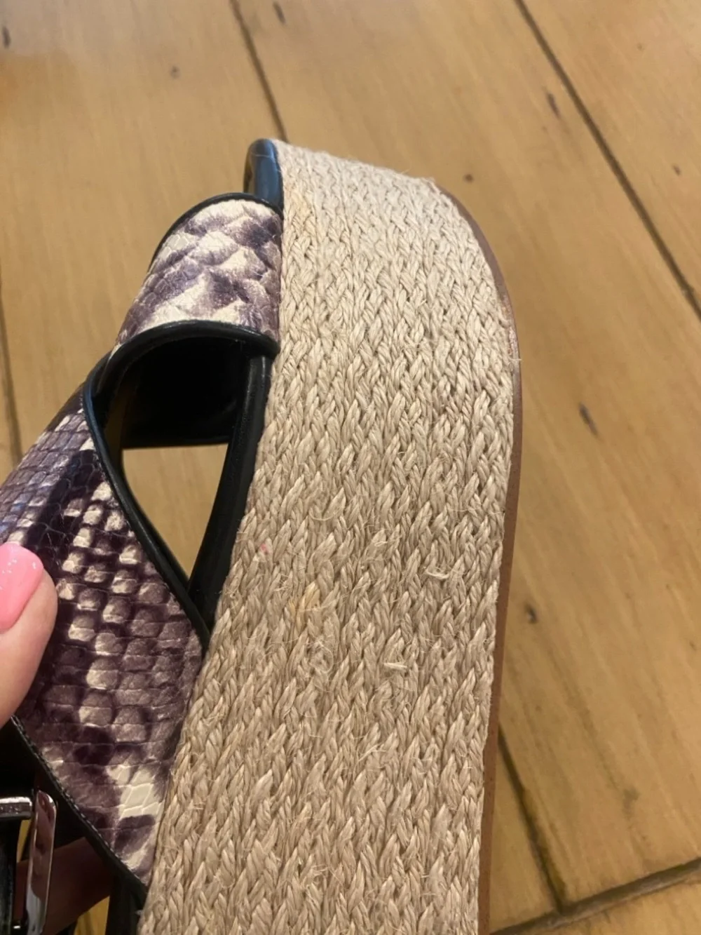 Michael Kors Women’s Snake Print Jodi Espadrille Wedge Sandal Black Brn New 9